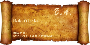 Bak Alida névjegykártya